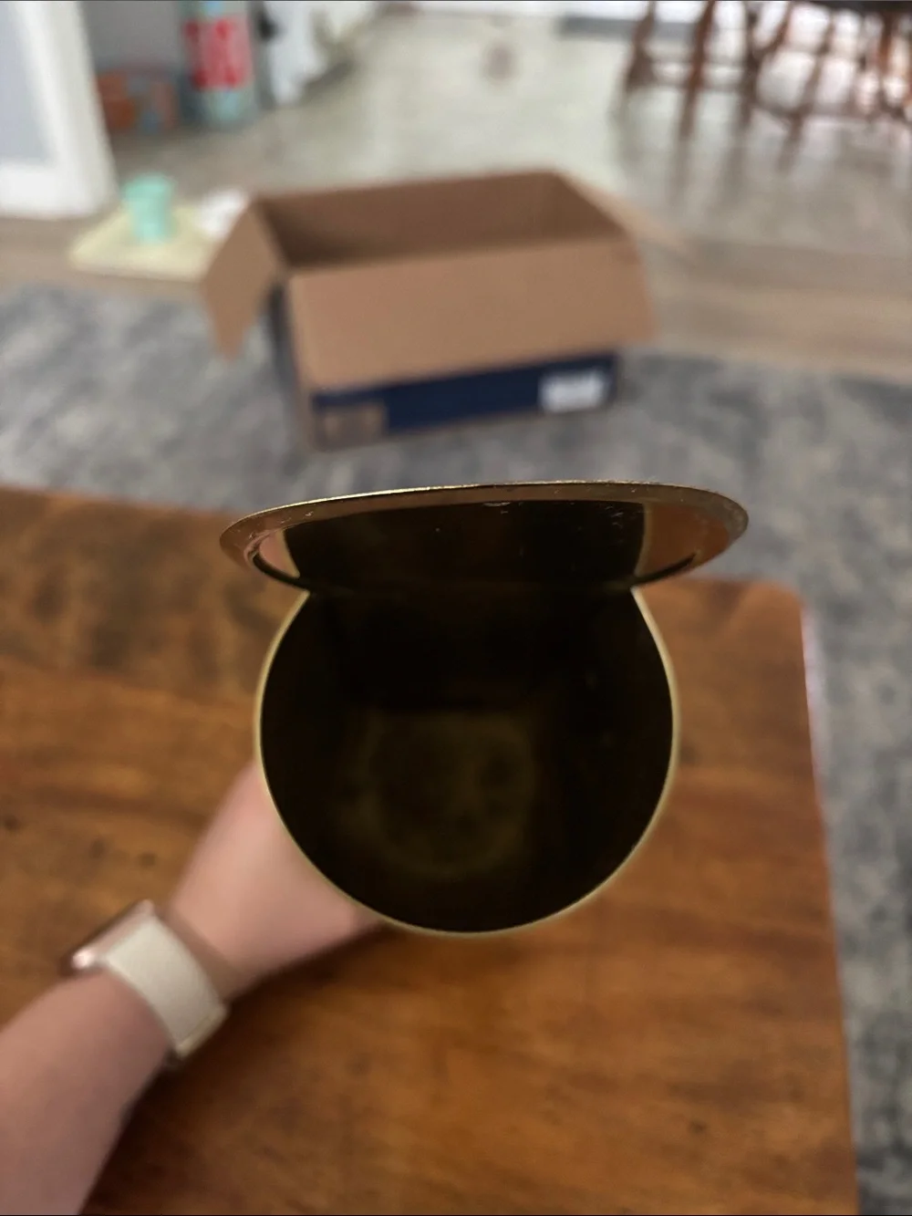 Vintage Retro Brass Style Mid Century Fireplace Match Holder with Strike Pad